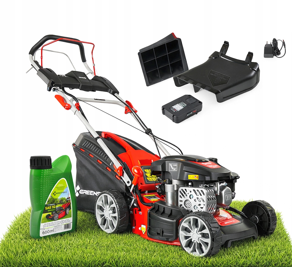 Benzínová kosačka na trávu Greenso s výkonom 3,54 HP, pracovná šírka 46 cm